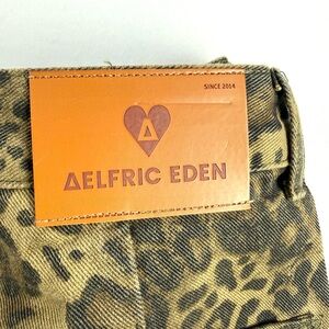 Aelfric Eden Tan and Black Leopard Denim with Leather Logo Patch